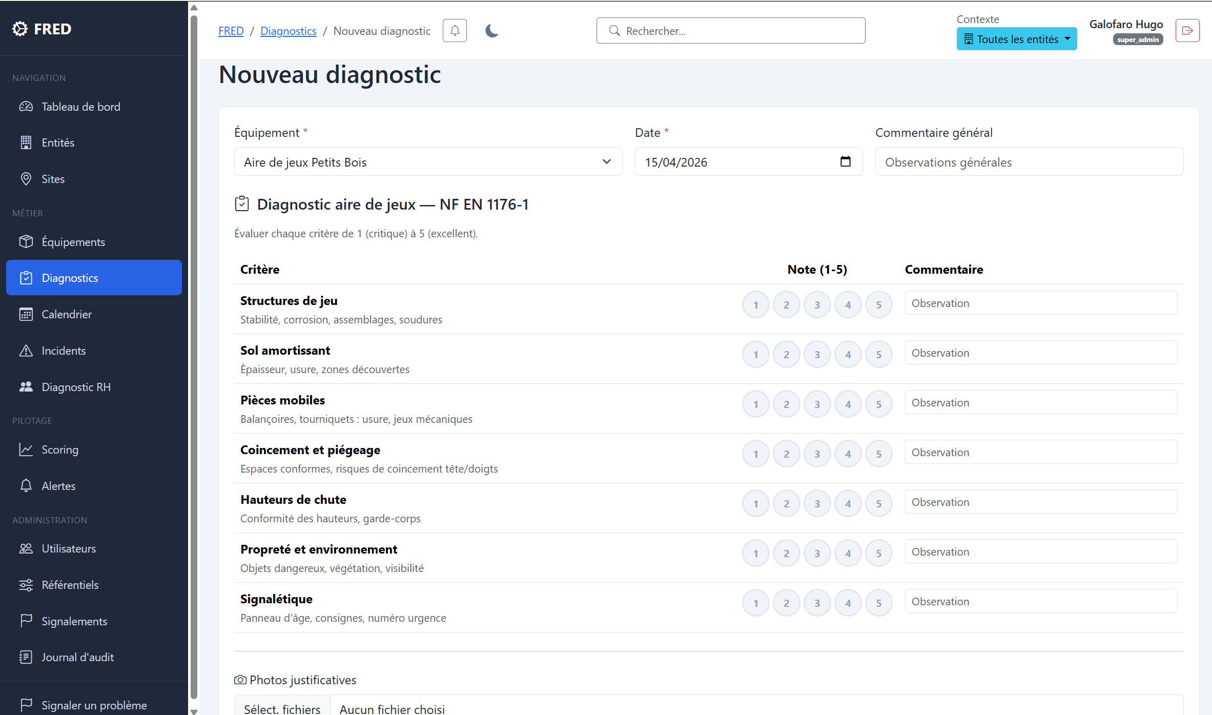 Formulaire de diagnostic FRED