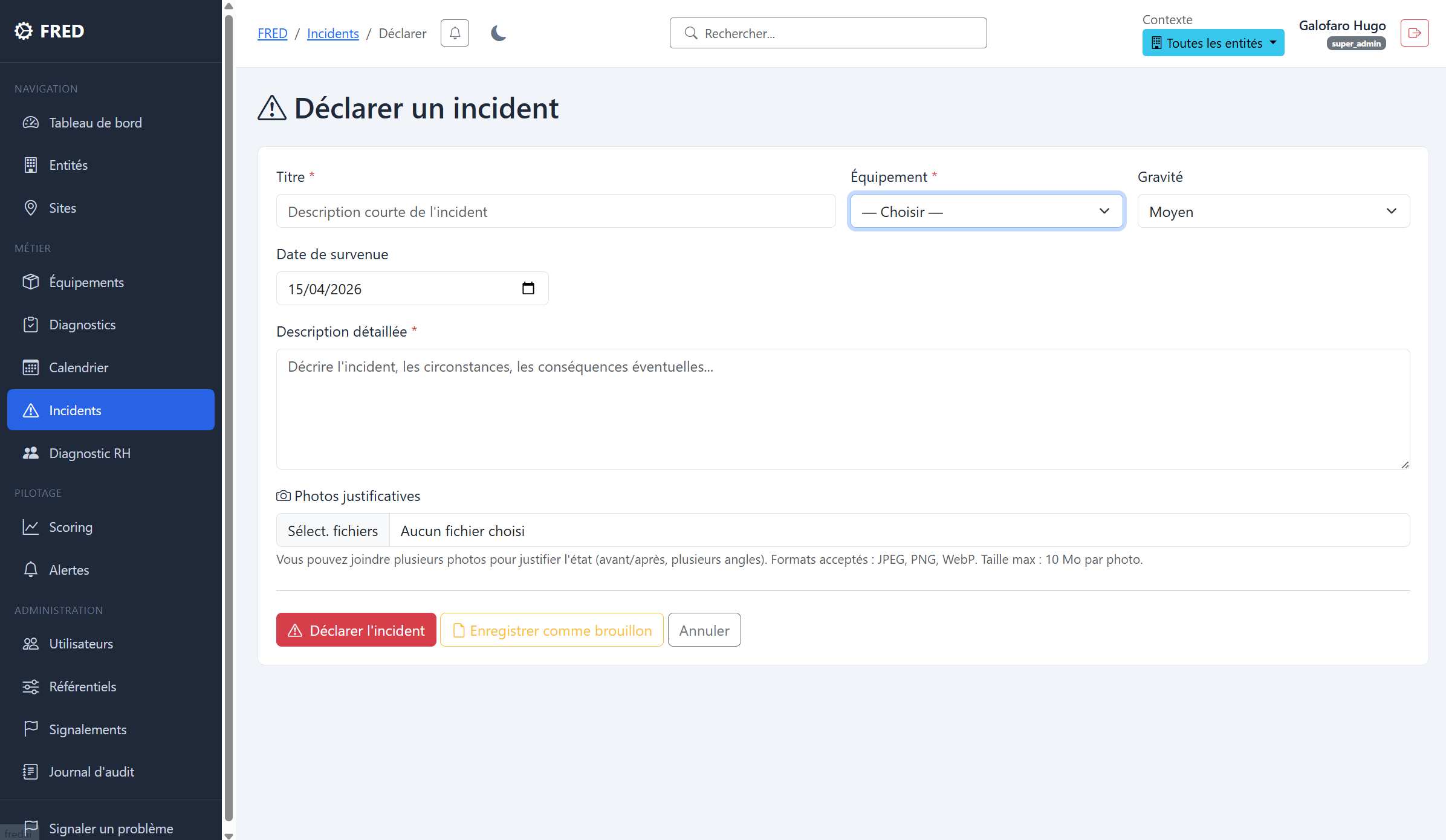Déclaration d'incident
